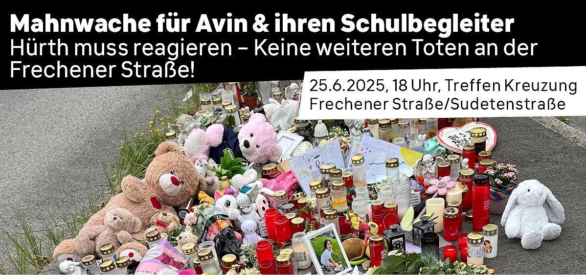 Aufruf zur Mahnwache Hürth am 25.06.2025
