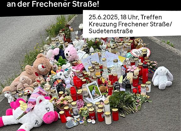 Ankündigung KEINE WEITEREN TOTEN AN DER FRECHENER STRASSE UND ANDERSWO der Mahnwache 