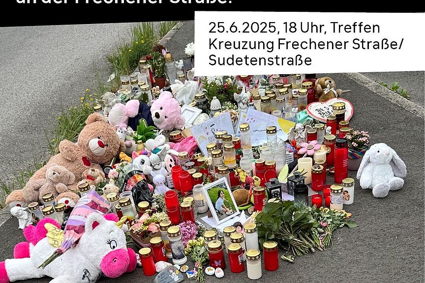 Mahnwache Hürth für PM Ankündigung KEINE WEITEREN TOTEN AN DER FRECHENER STRASSE UND ANDERSWO der Mahnwache