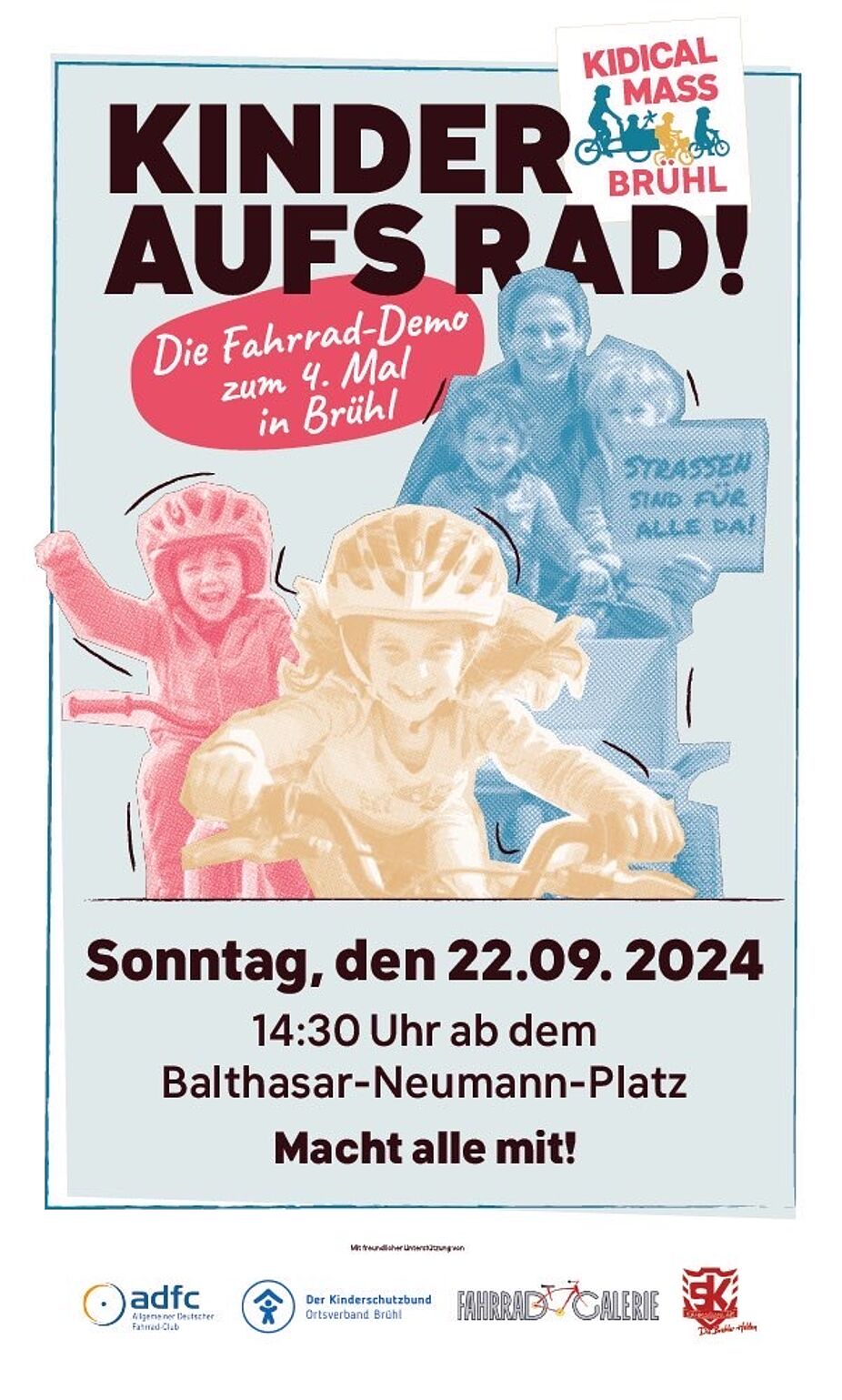 Kidical Mass Brühl September 2024 Flyer der Kidical Mass Brühl September 2024